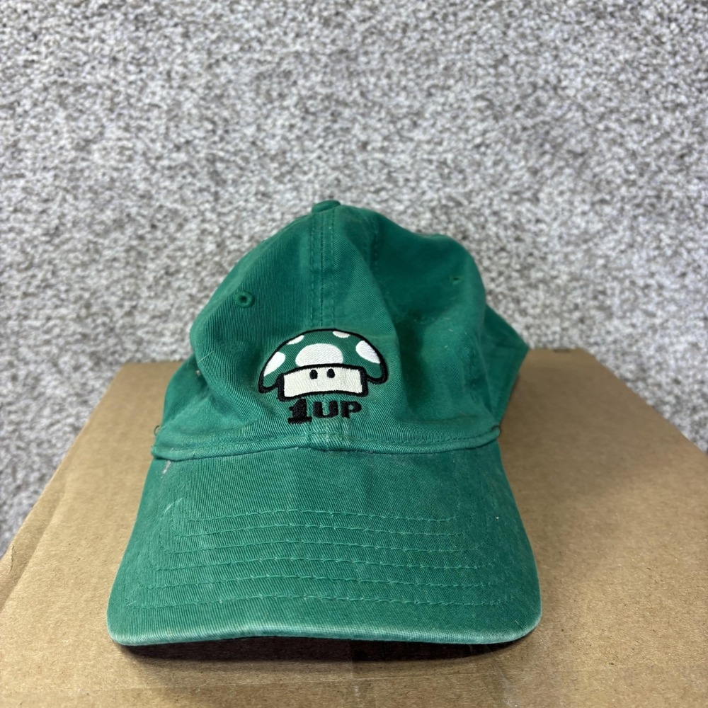 Vintage Anoma 1-Up Mushroom Hat Cap Fitted Mens One Size Green Nintendo Gaming - Picture 2 of 9
